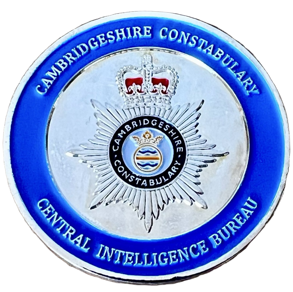 Cambridgeshire Constabulary Central Intelligence Bureau Challenge Coin — back