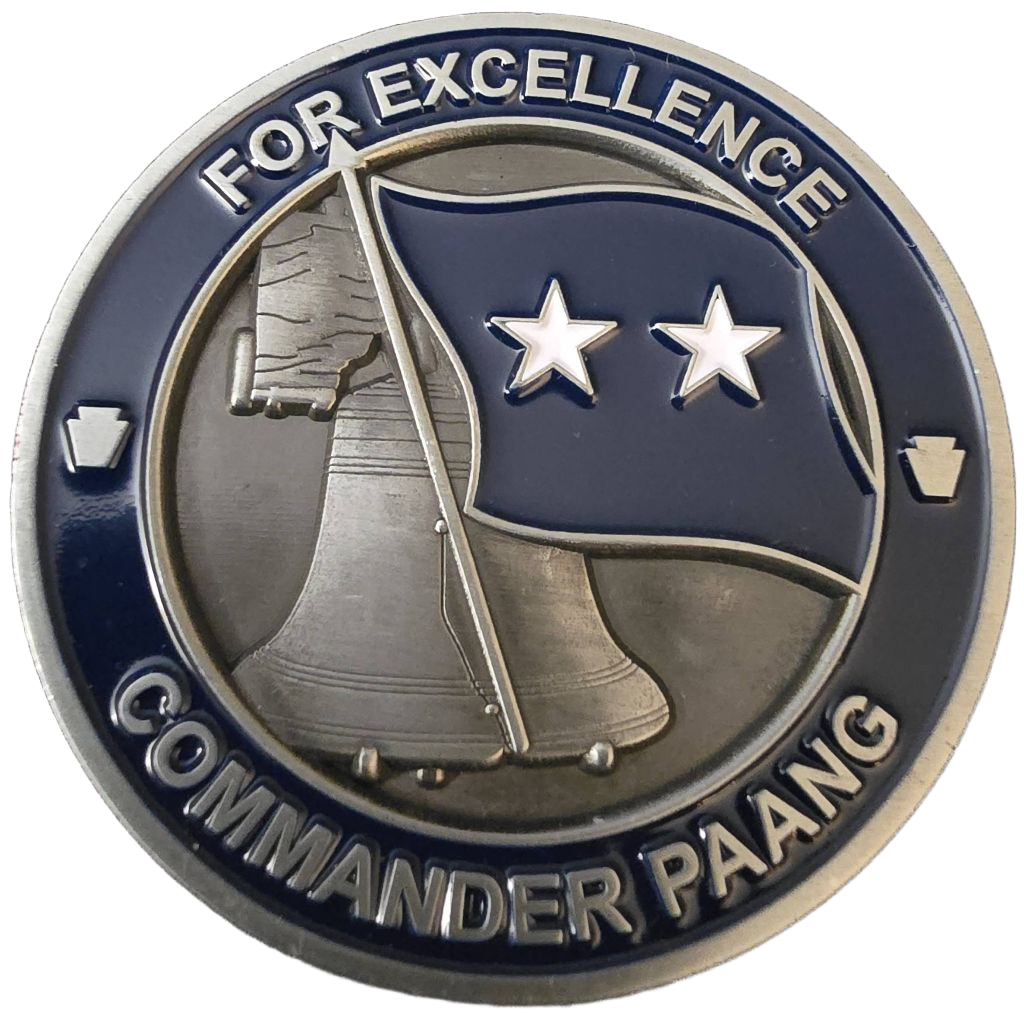 PA Air National Guard Major General coin for excellence — front