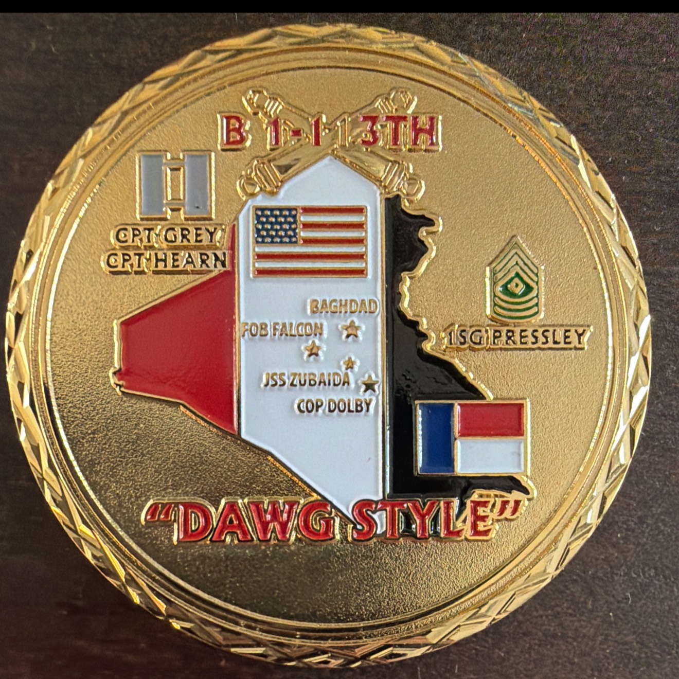 B 113th Unit Coin From Iraqi Freedom — back