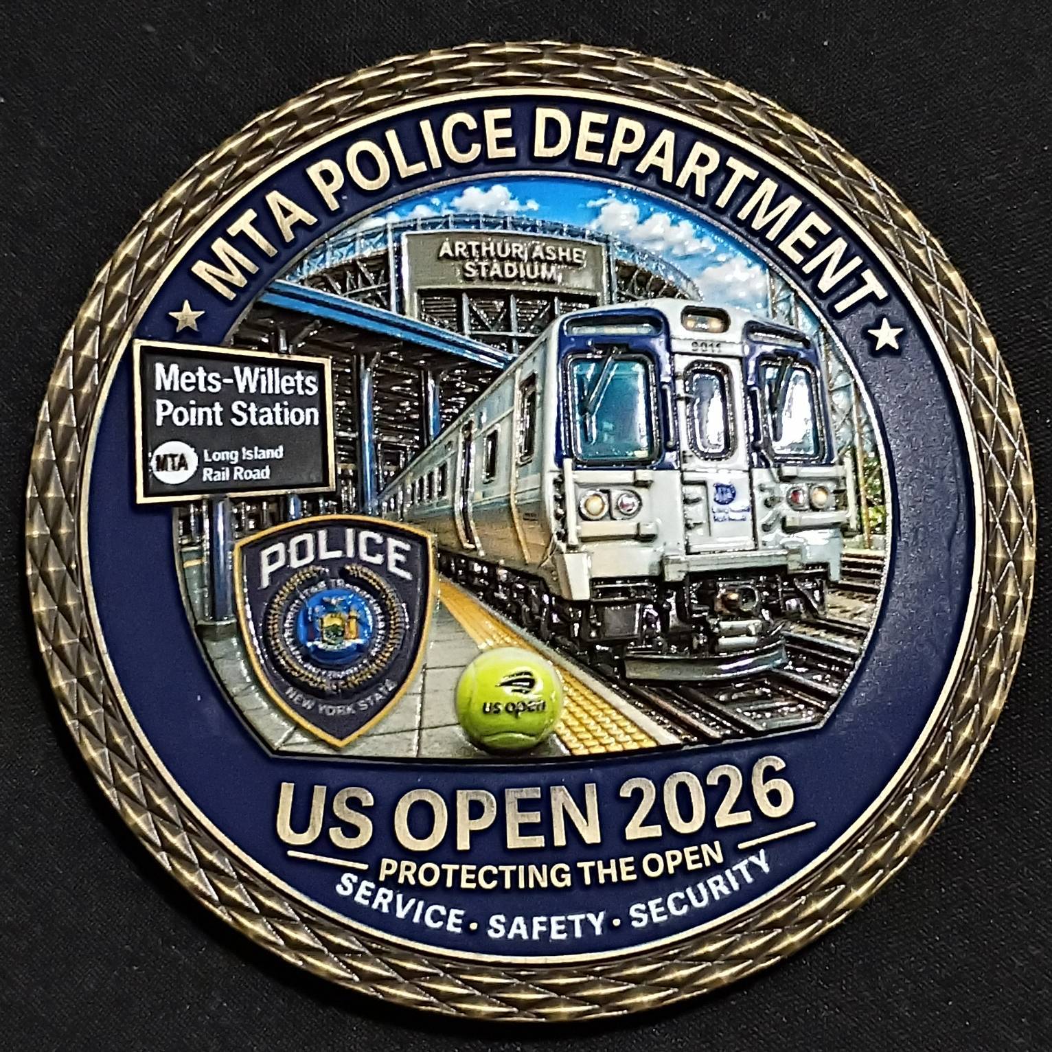 US Open 2026 MTA police department challenge coin — front