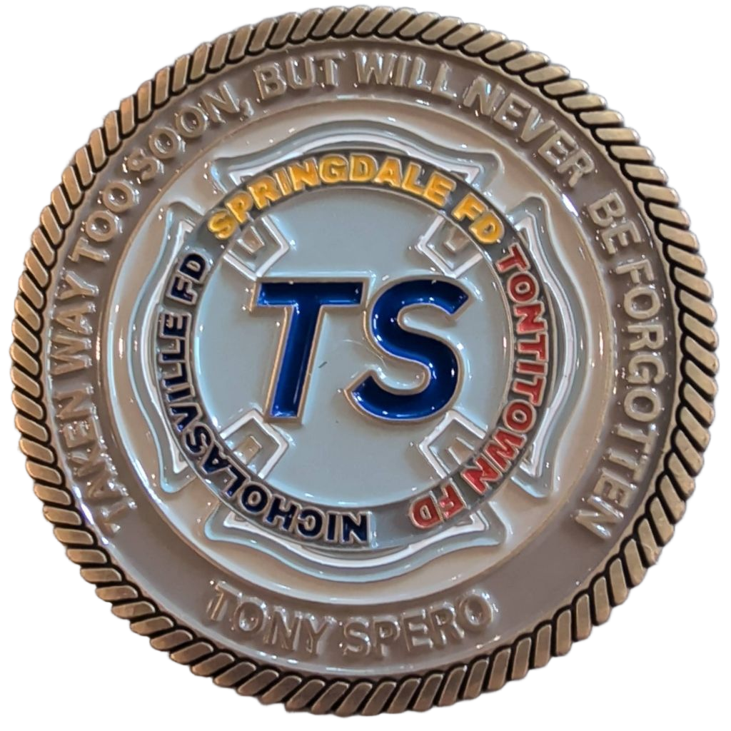 Springdale Firefighter Tony Sepero Memorial Coin — back