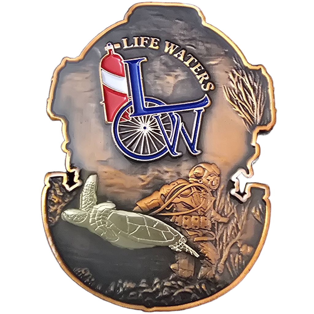 Life Waters dive coin — back