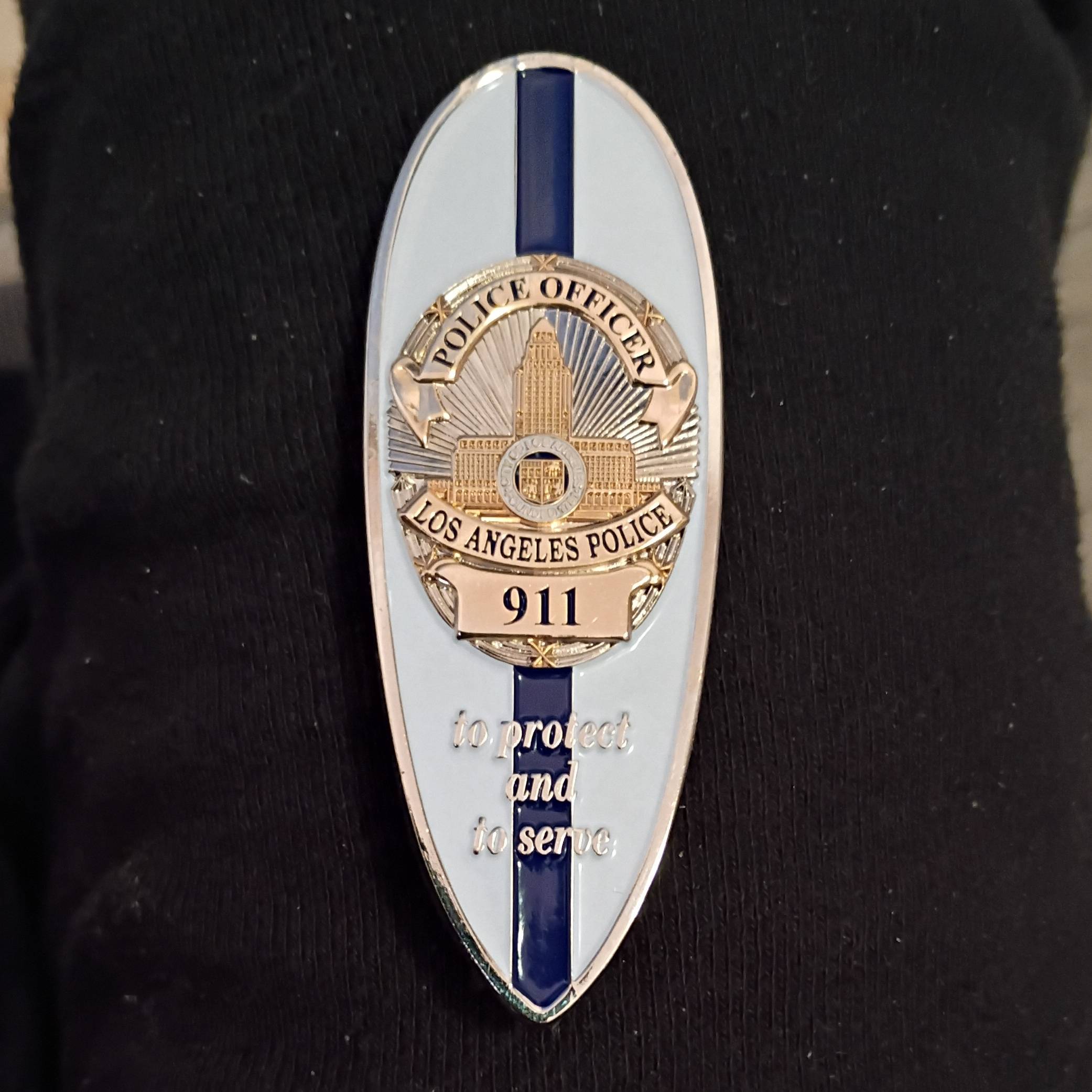 LAPD surfboard challenge coin — back
