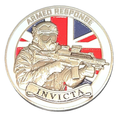 Kent Police Tactical Operations Armed Response ‘Invicta’ Challenge Coin - Gunmetal Full Colour Flag