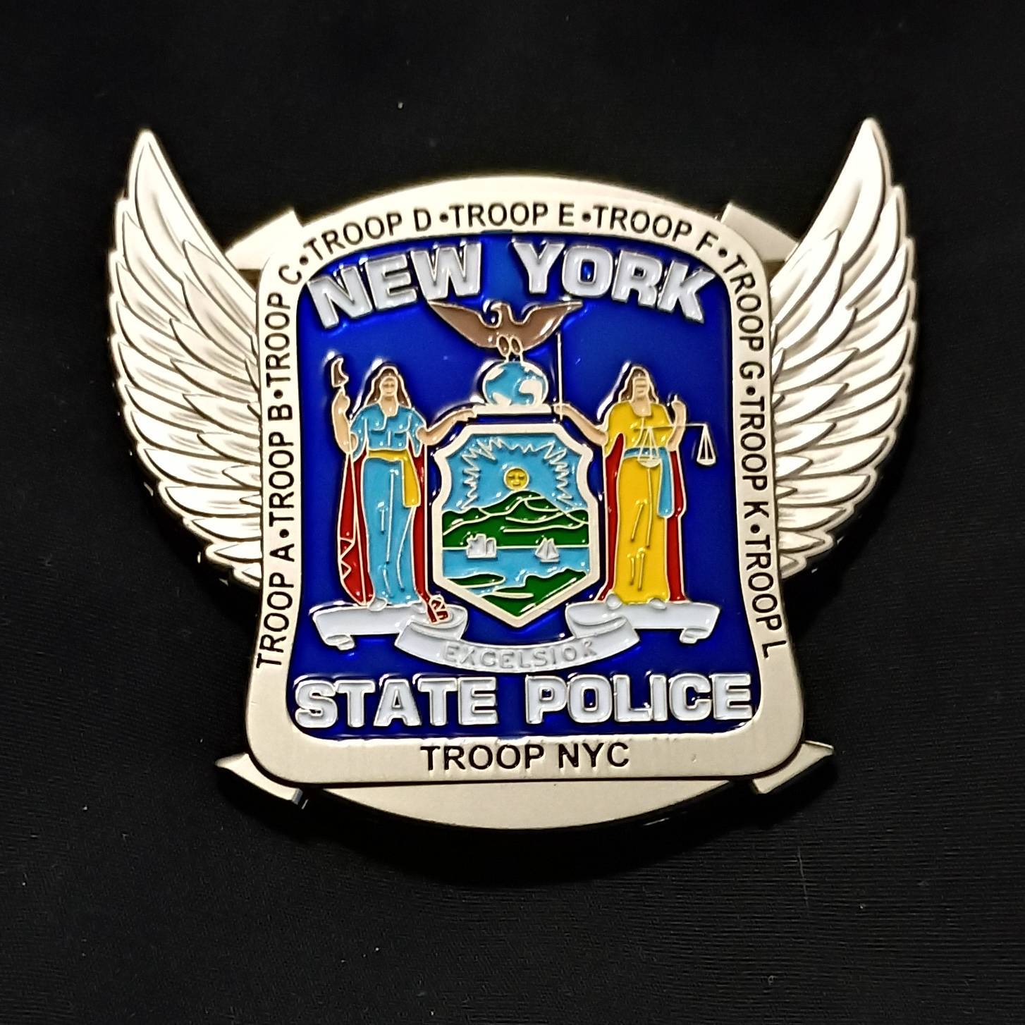 New York State Police motorcycle unit Challenge Coin — front