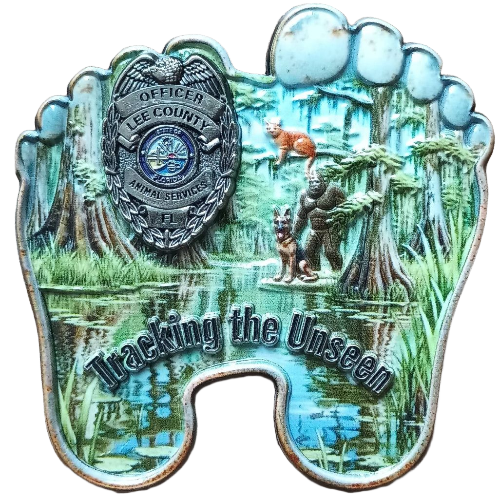 Lee County Animal Services Bigfoot Challenge Coin — back