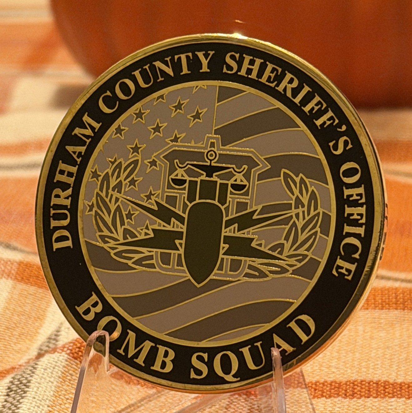 Durham county bomb Squad Bull City (gold) — front