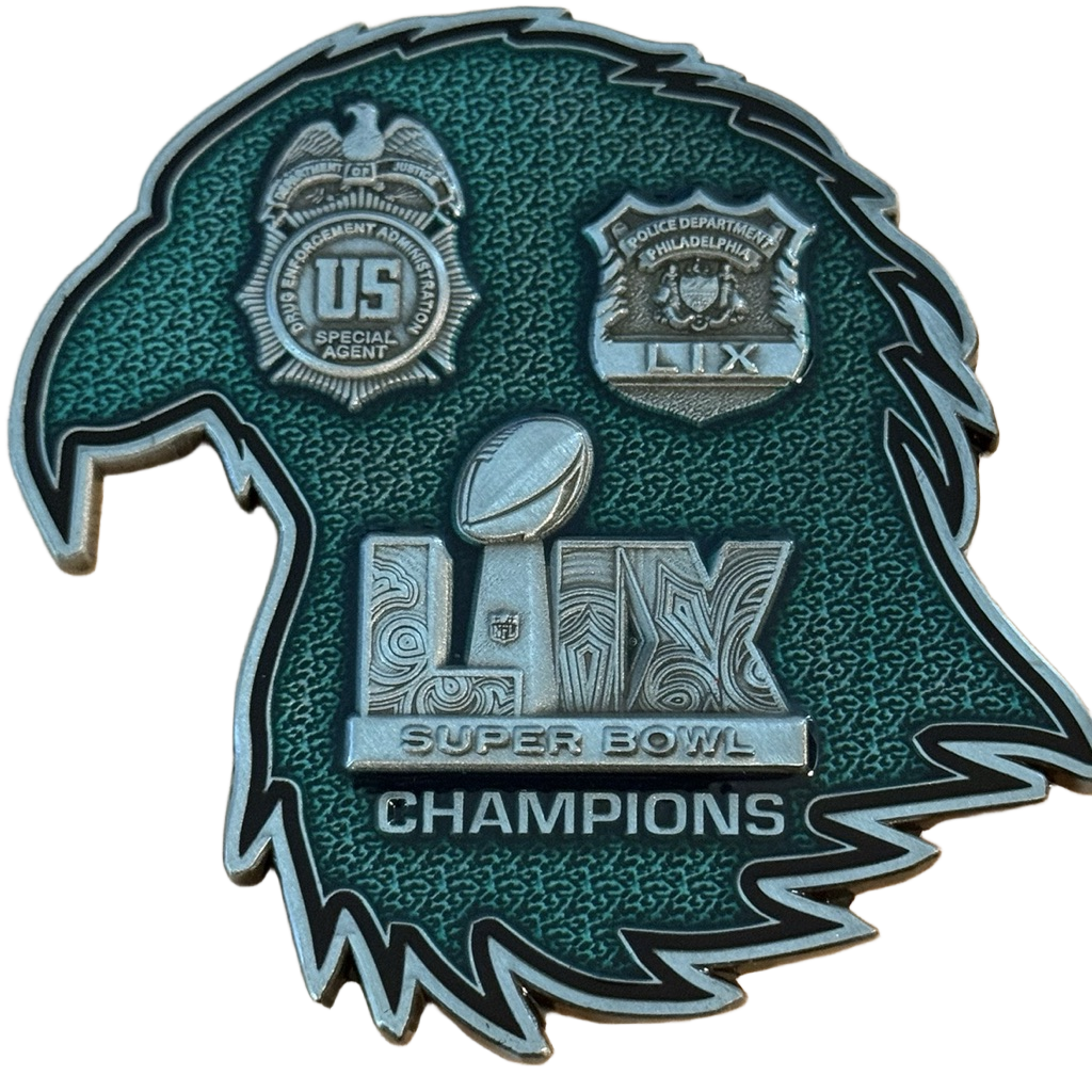DEA and Philadelphia Police Super Bowl LIX Champions Challenge Coin — back