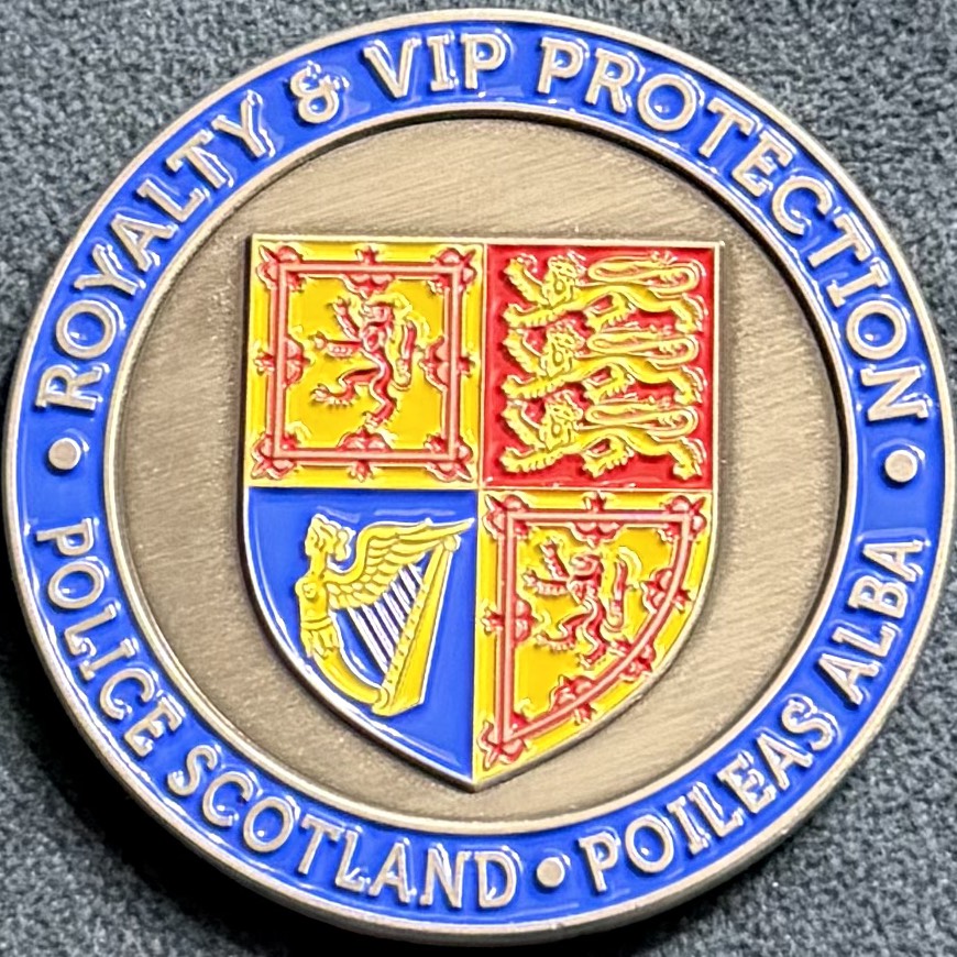 Police Scotland Royalty & VIP Protection Challenge Coin - Blue & Silver — back