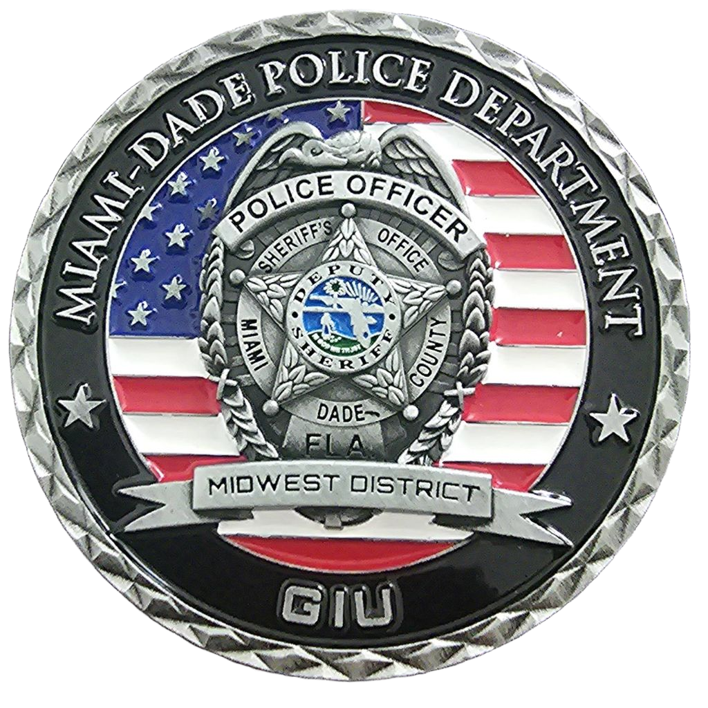 Miami-Dade Police Department Midwest District GIU Challenge Coin — front