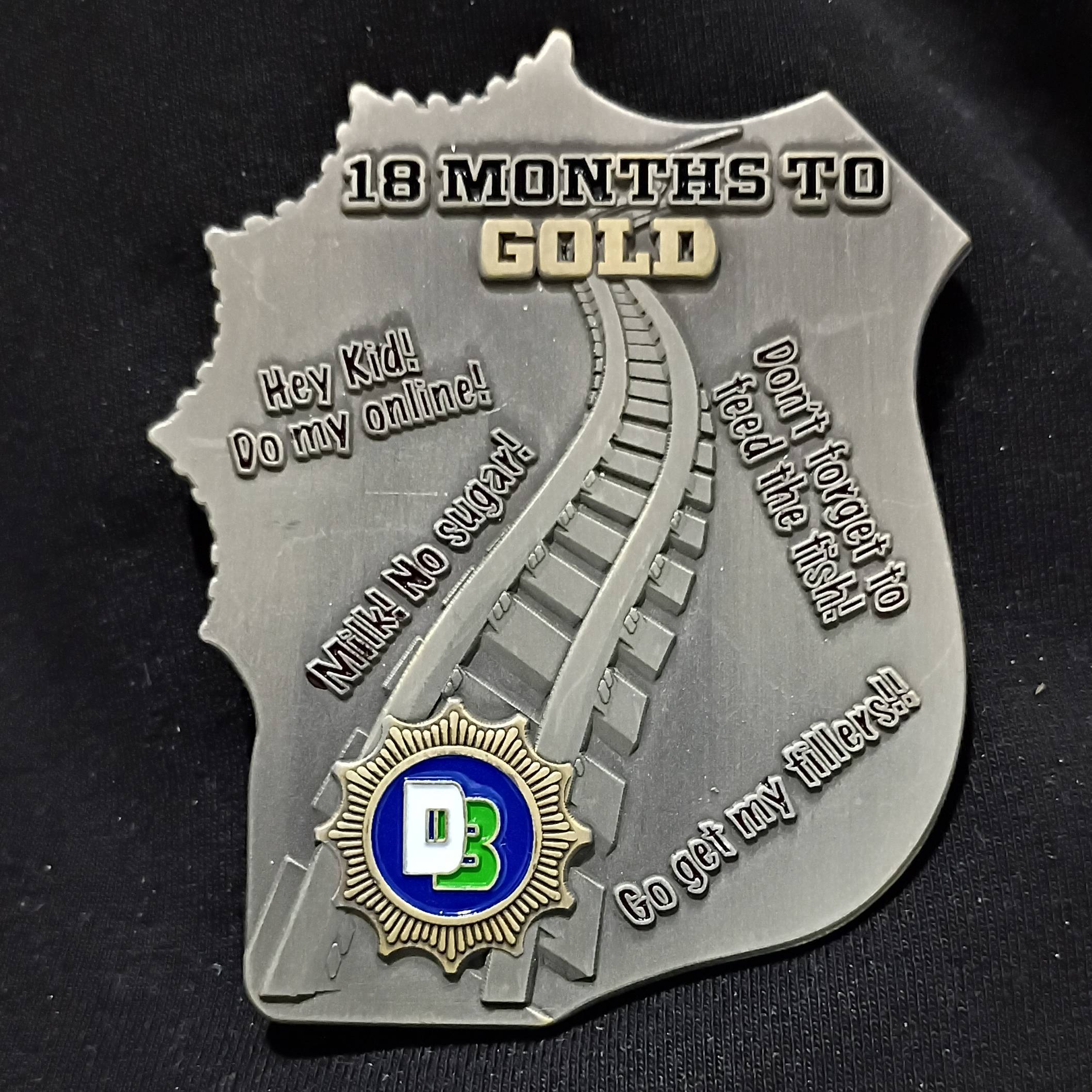NYPD 18 months to Gold challenge coin 1 — back