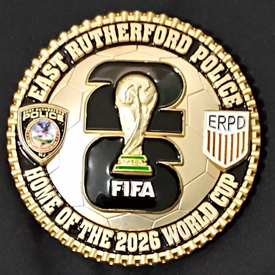 East Rutherford police world cup security detail challenge coin — back