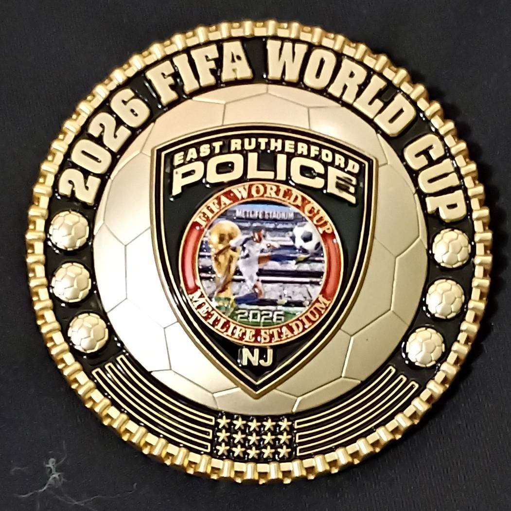 East Rutherford police world cup security detail challenge coin — front