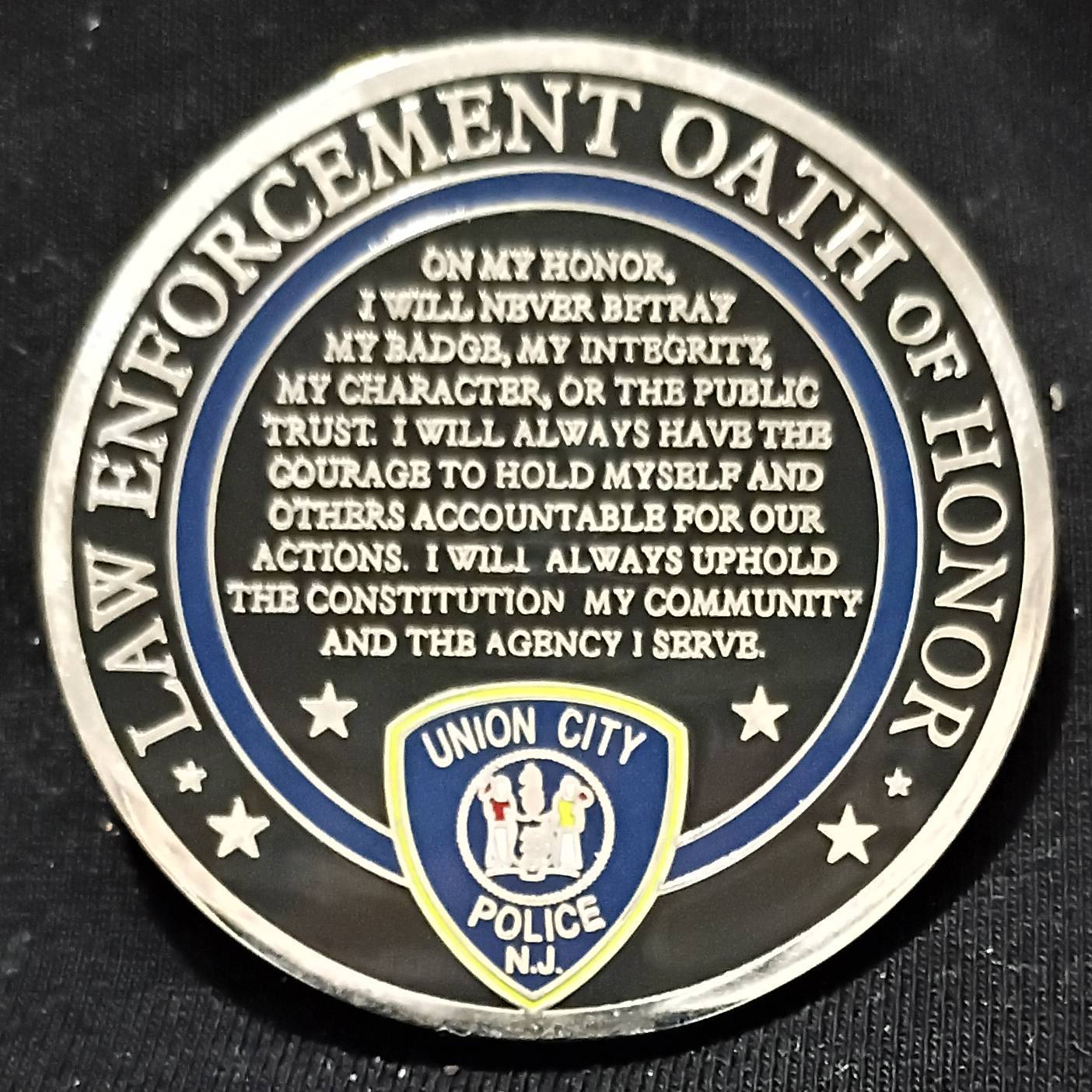 Union City Police Department Challenge Coin — back