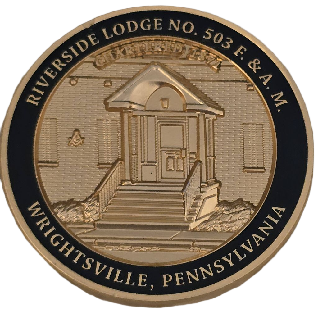 Riverside Lodge No. 503 150th Anniversary Masonic Challenge Coin — back