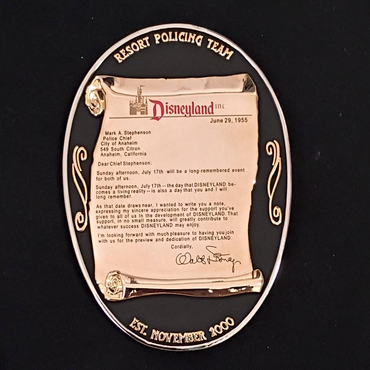 Anaheim Police Resort Policing Team Challenge Coin — back