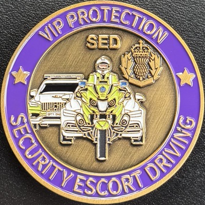 Scottish Police College Road VIP Protection Security Escort Driving Challenge Coin