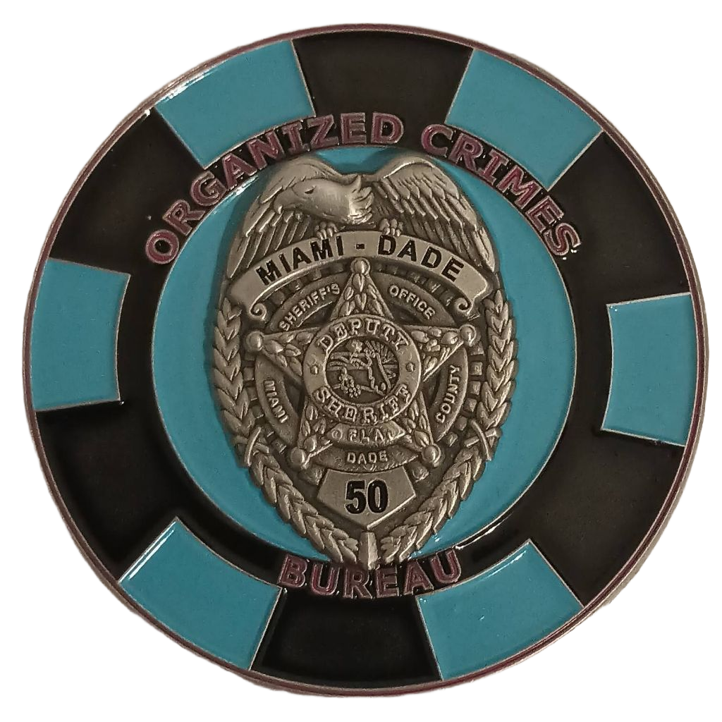 Miami-Dade Organized Crimes Bureau Challenge Coin — back