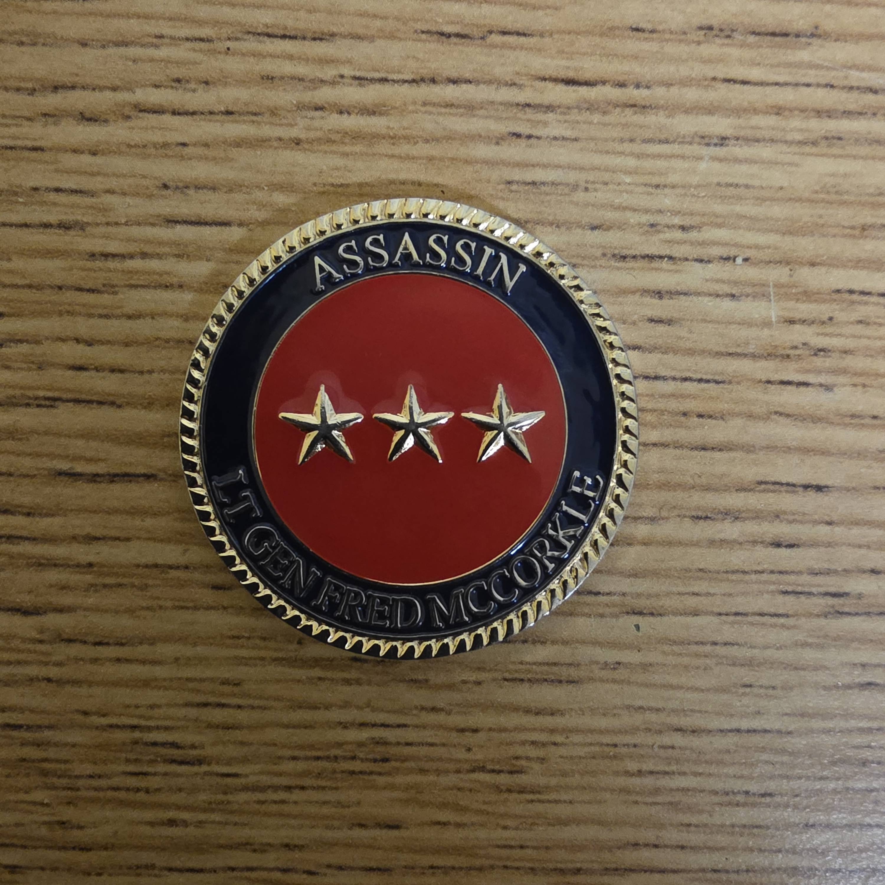 Lt Gen Fred Mccorkle coin — front