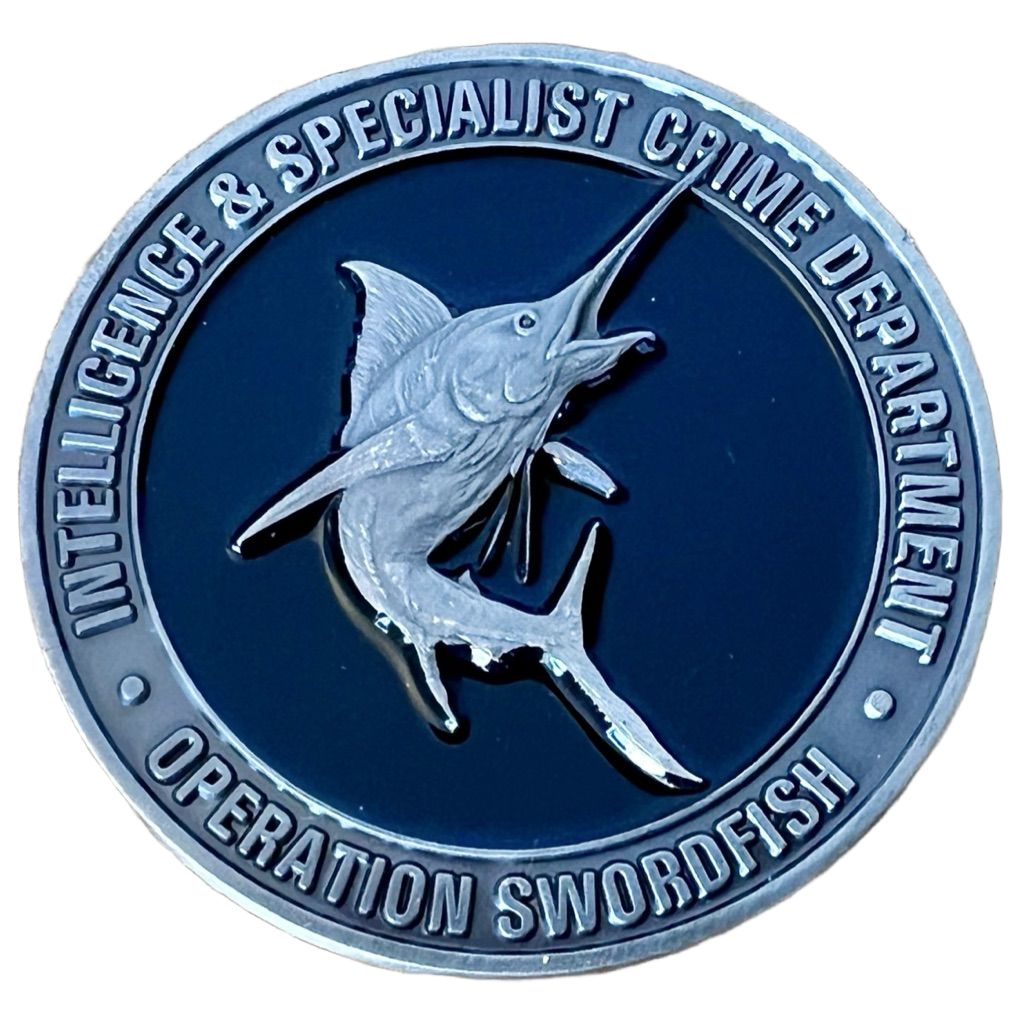 Operation Swordfish Intelligence & Specialist Crime Department Challenge Coin — front
