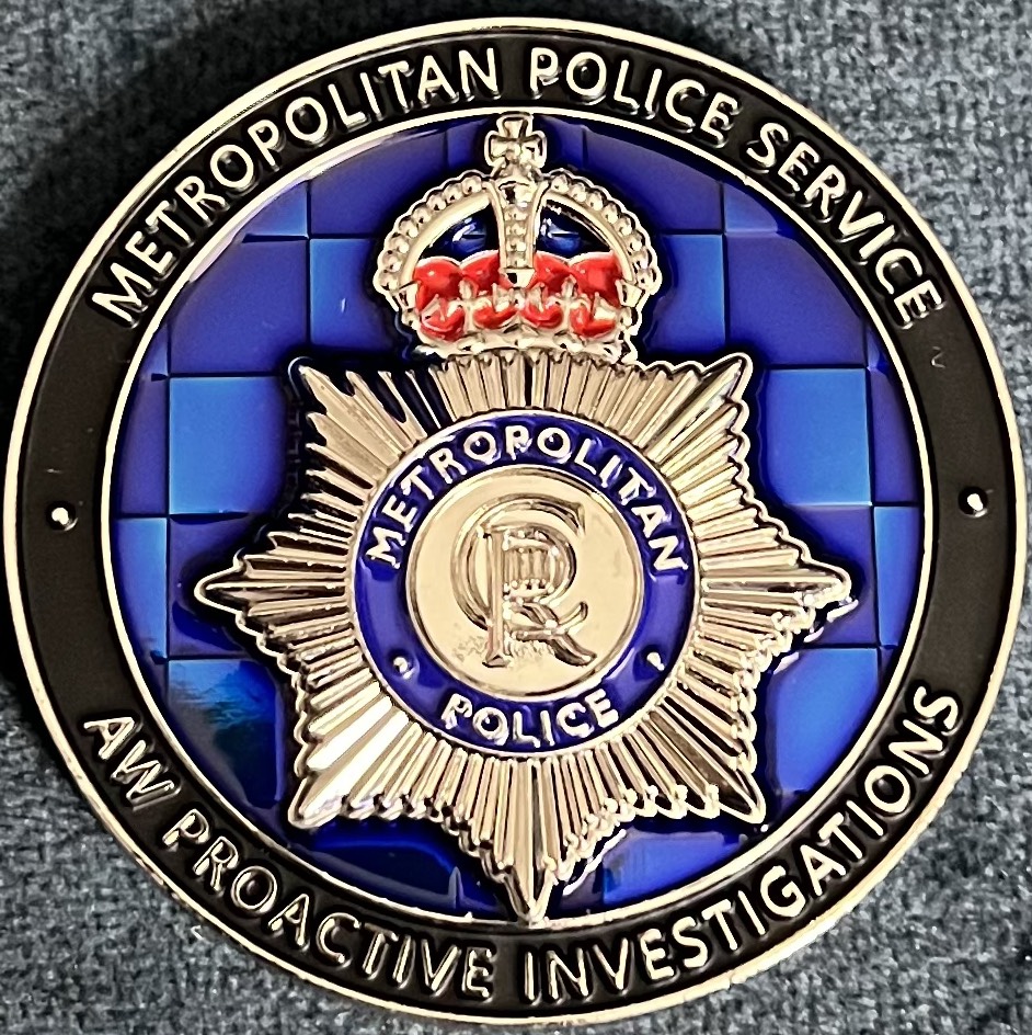 Metropolitan Police AW Proactive Investigations Challenge Coin — back