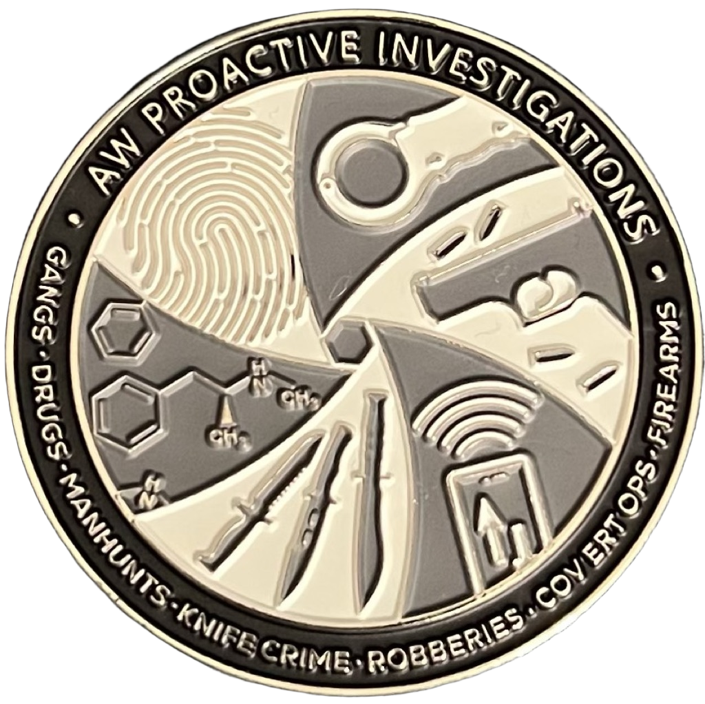 Metropolitan Police AW Proactive Investigations Challenge Coin — front