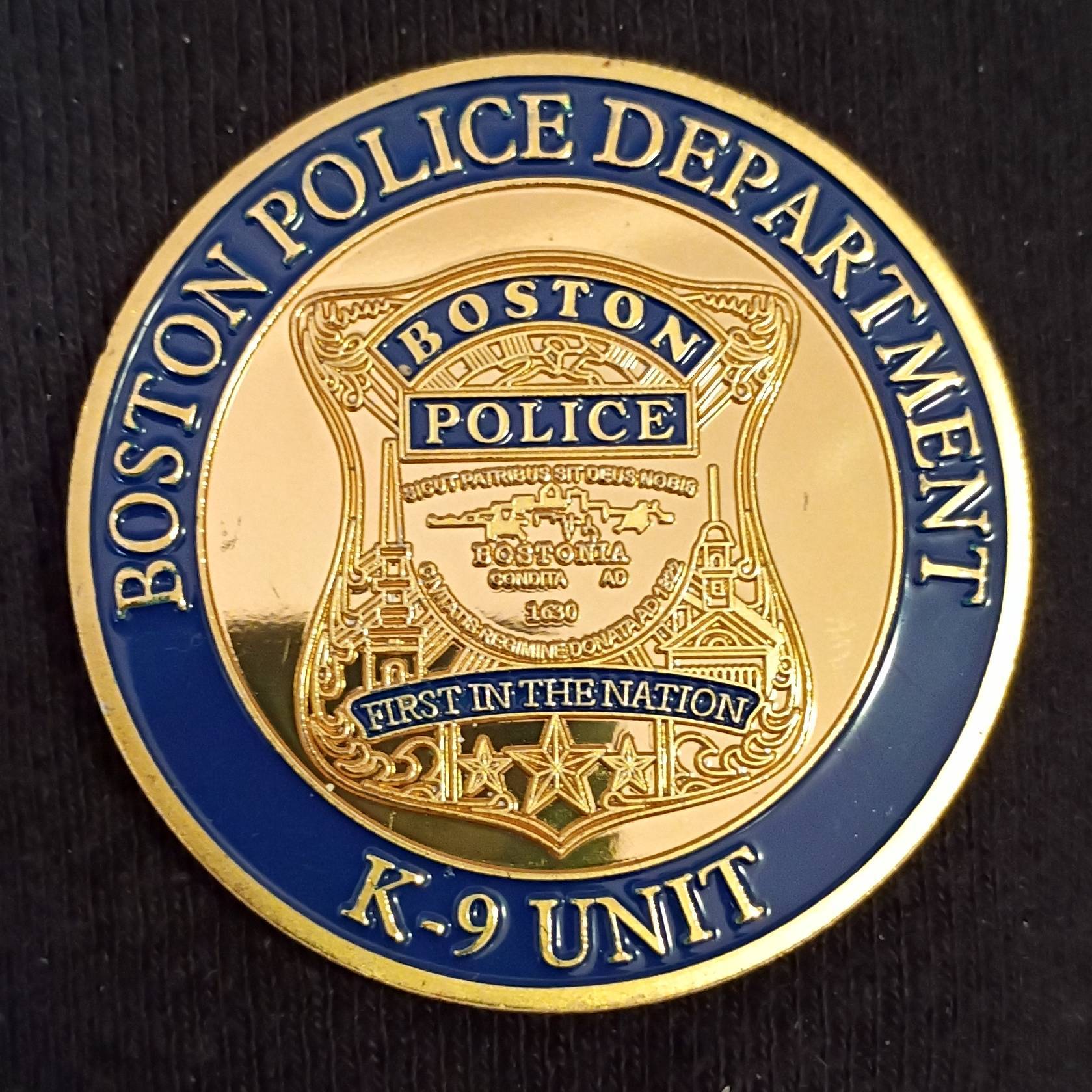 Boston Police department K9 challenge coin — back