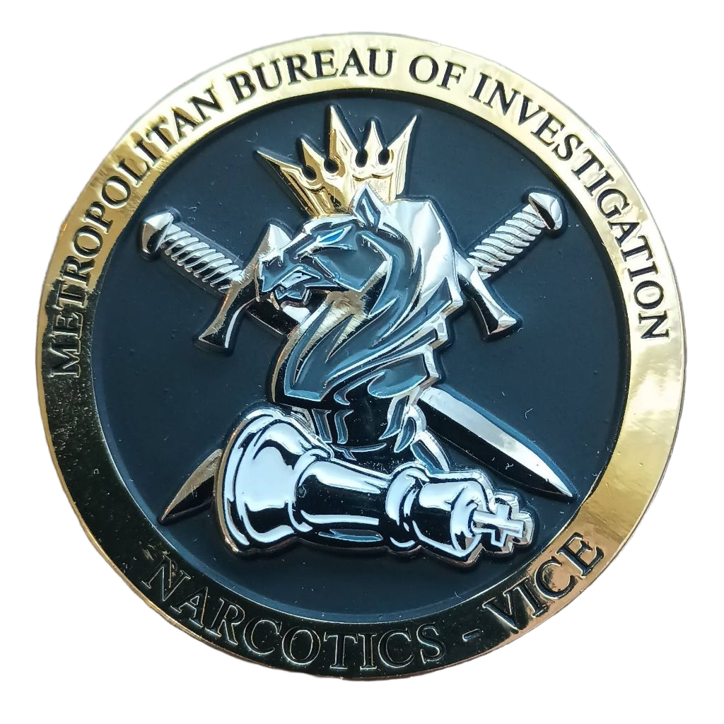 Metropolitan Bureau of Investigation Narcotics Vice Challenge Coin — front
