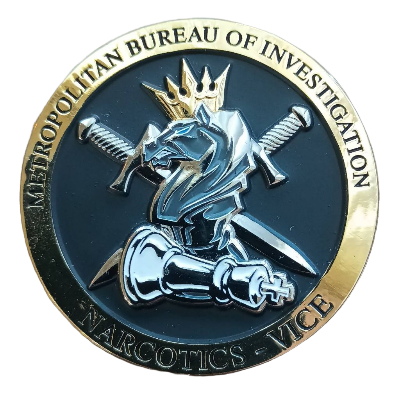 Metropolitan Bureau of Investigation Narcotics Vice Challenge Coin
