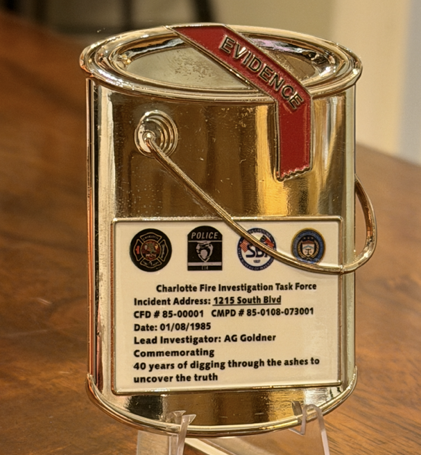 Charlotte fire investigation 40th anniversary evidence can￼ — back
