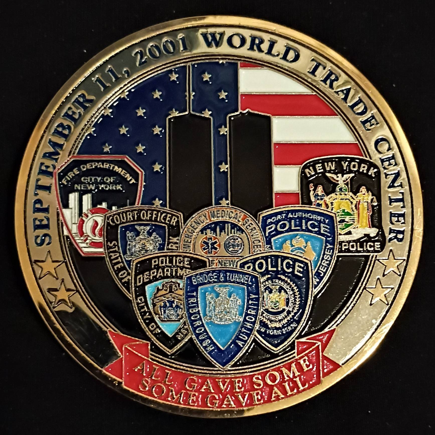 September 11th memorial challenge coin — back