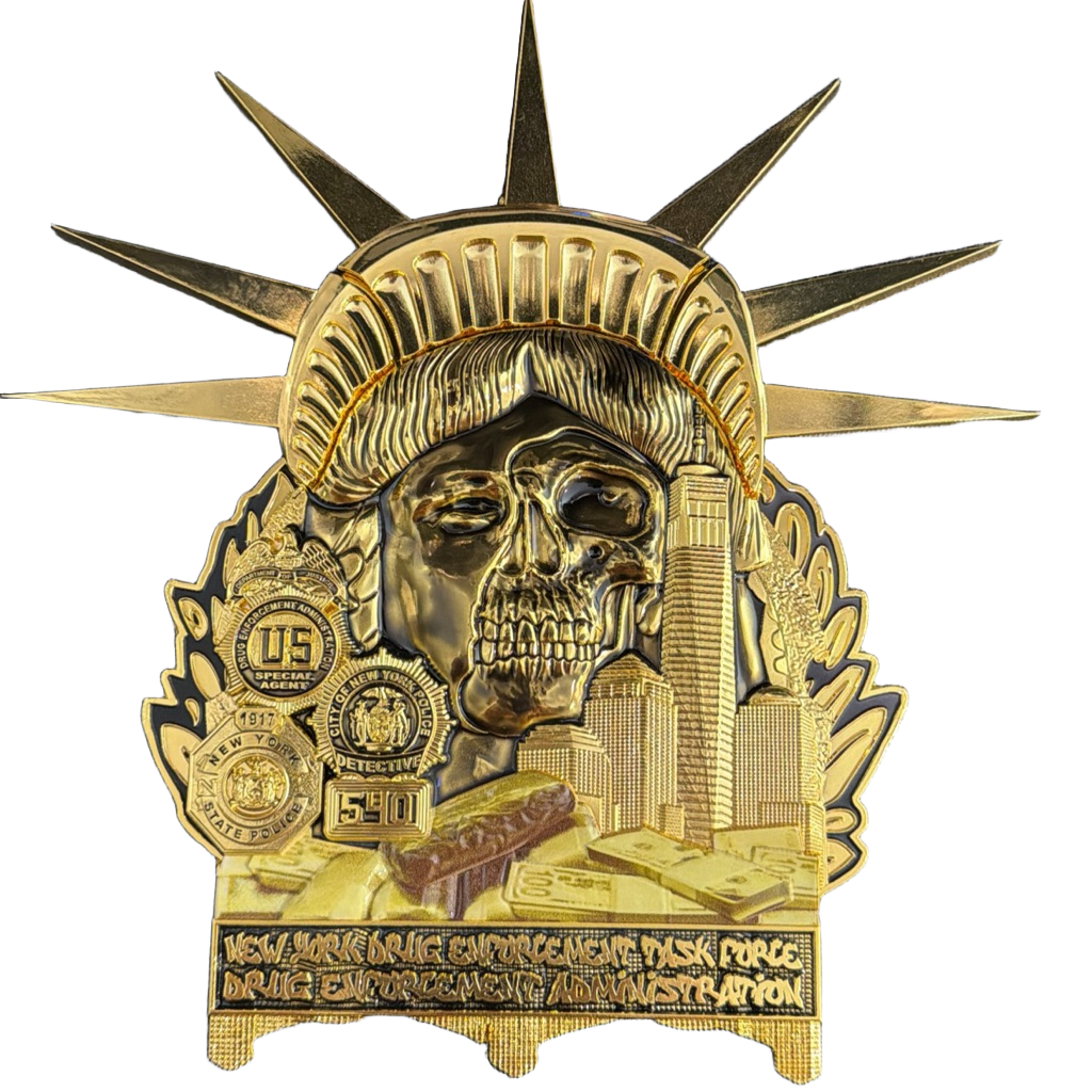 DEA New York Yankees Skull Challenge Coin — back