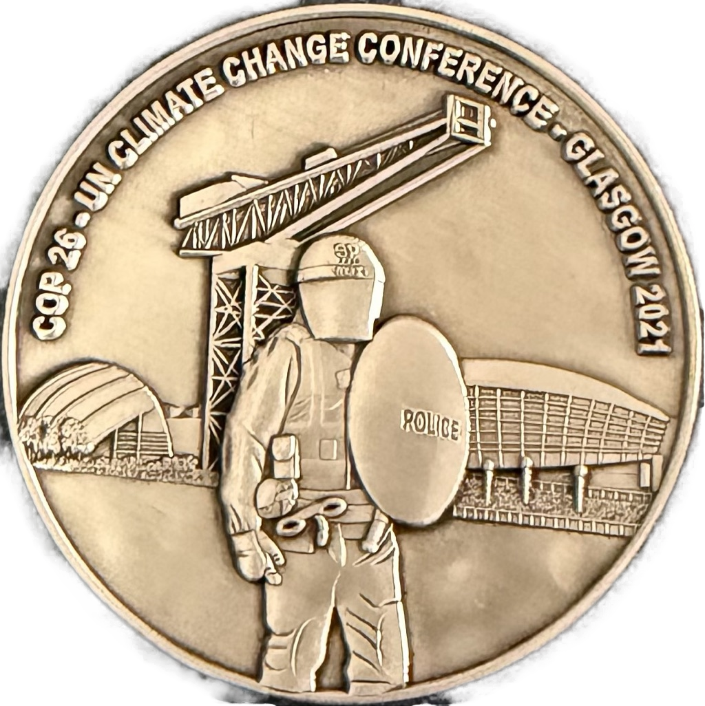 Police Scotland Public Order COP26 Challenge Coin - Red — back