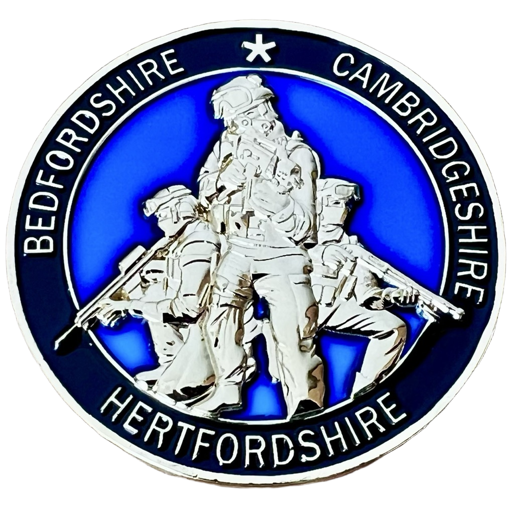 Bedfordshire, Cambridgeshire, and Hertfordshire Armed Policing Unit Joint Protective Services Challenge Coin — front