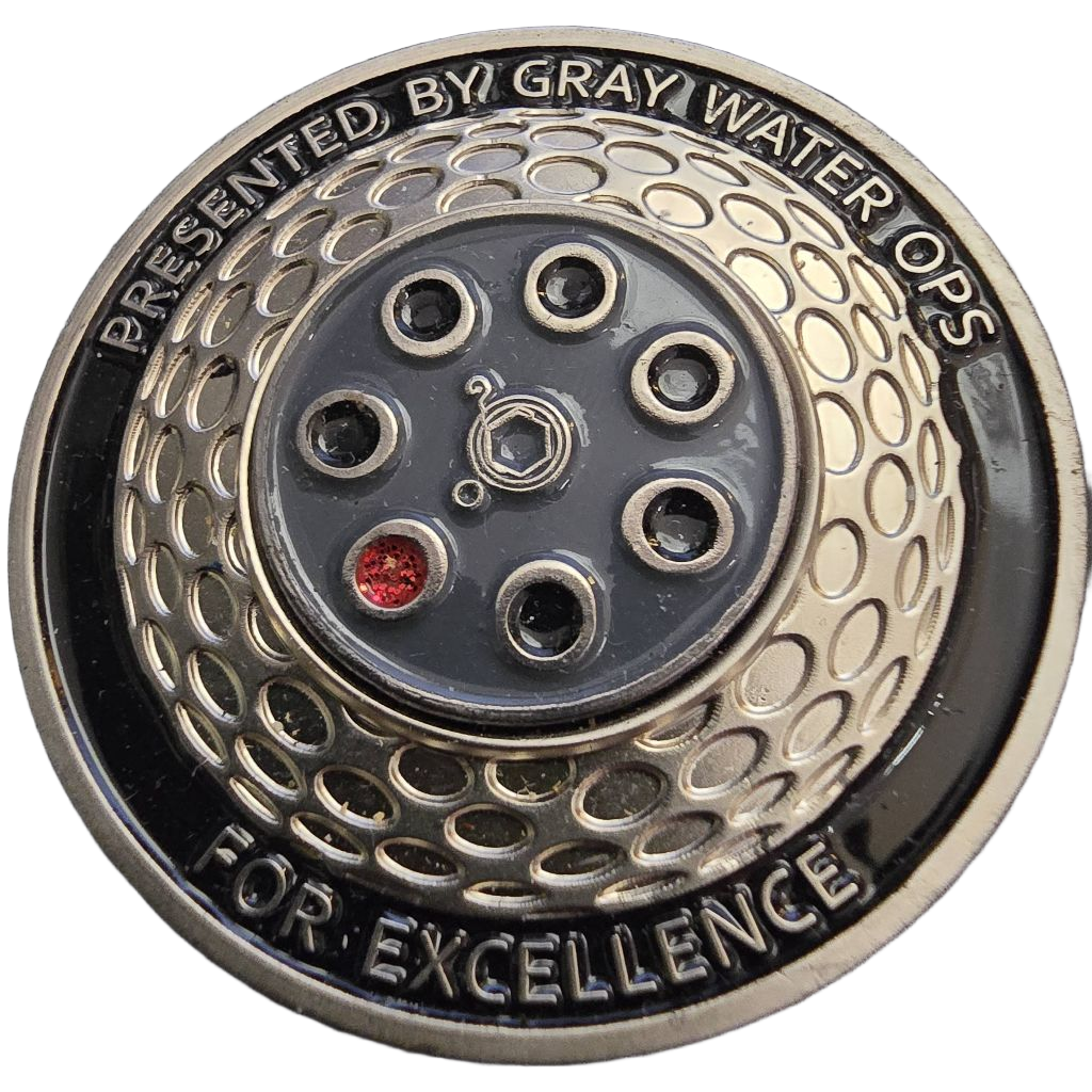Gray Water Ops golf ball marker — back