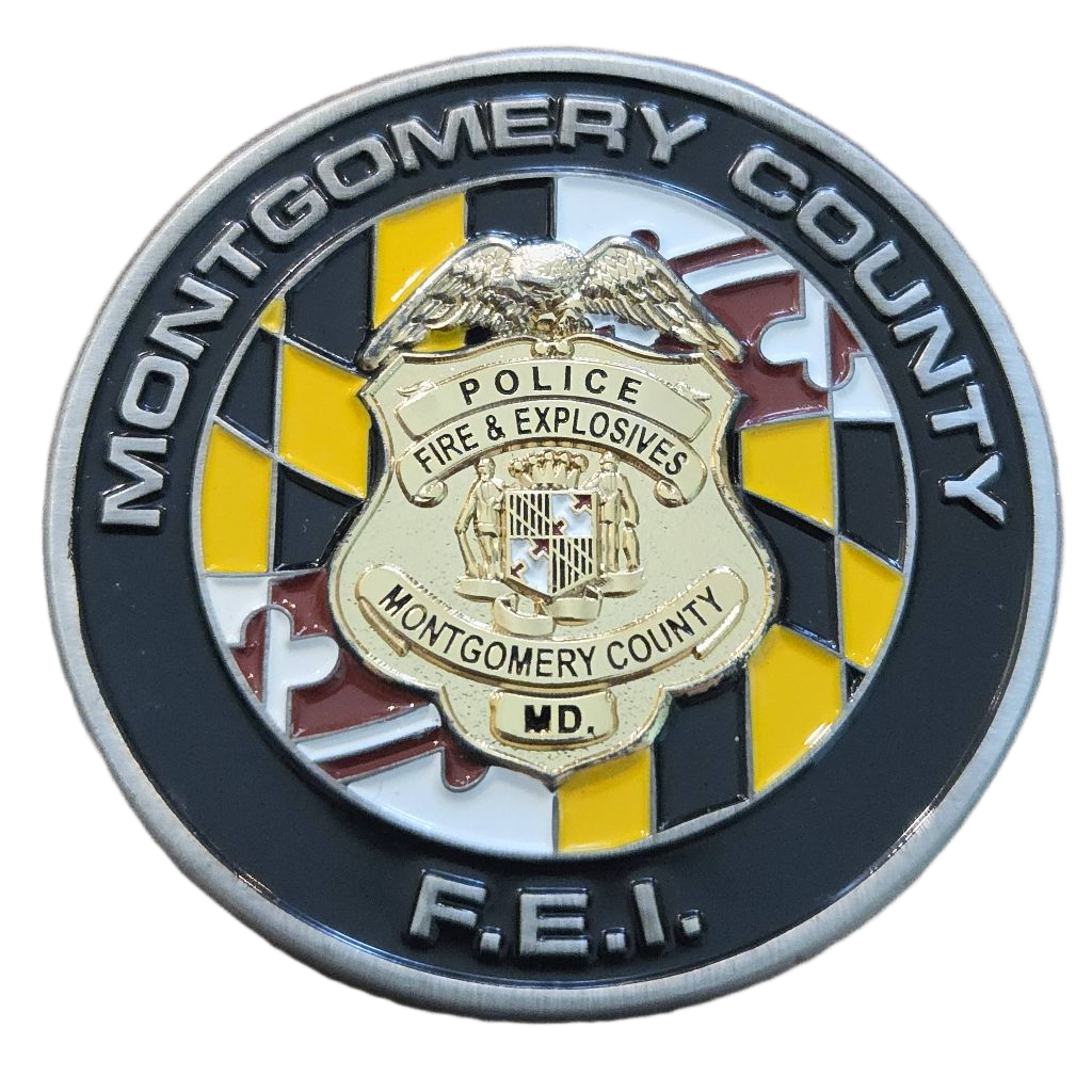 Montgomery County Fire & Explosive Investigations Coin — front
