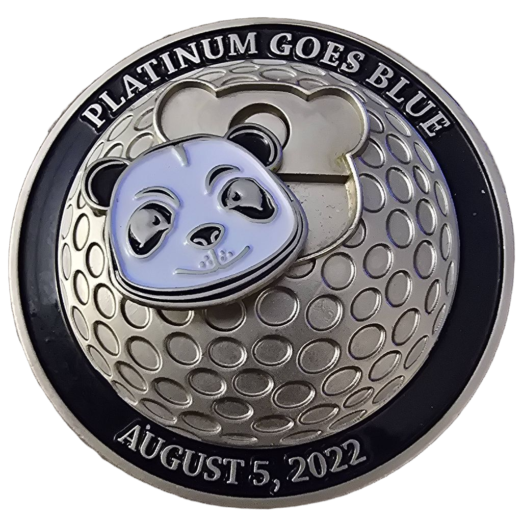 Platinum Goes Blue Challenge Coin — front