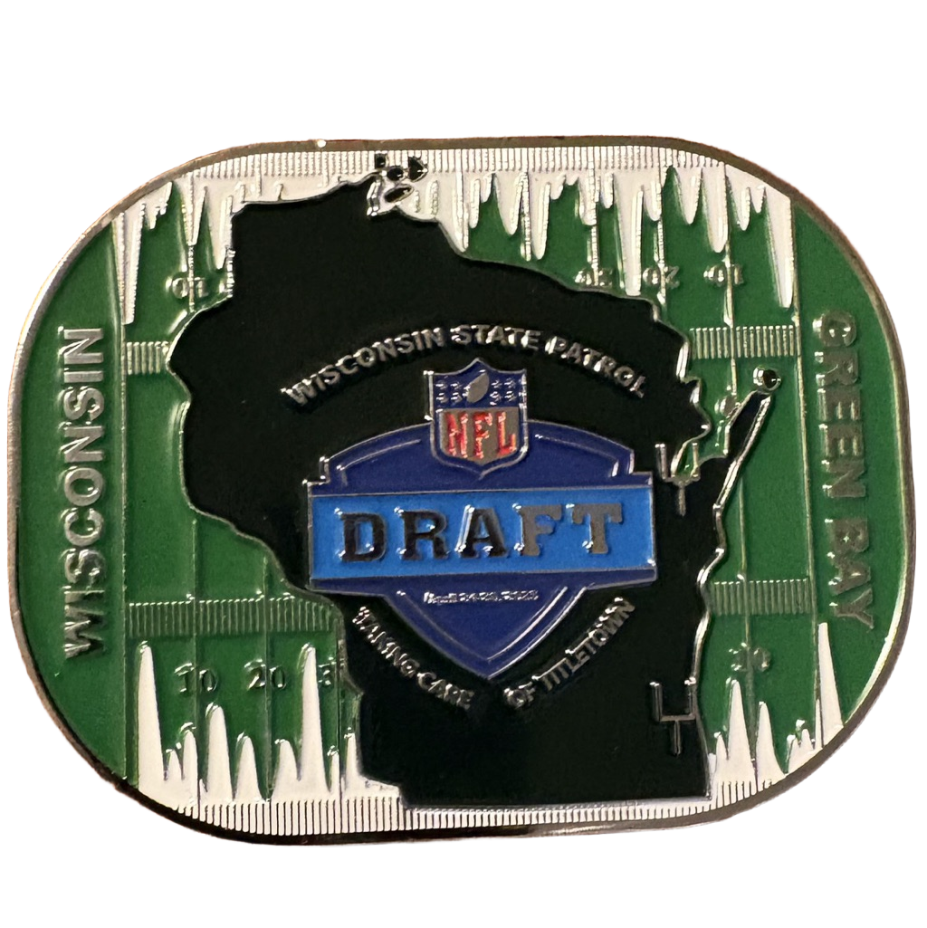 Wisconsin State Patrol NFL Draft Belt Buckle — back