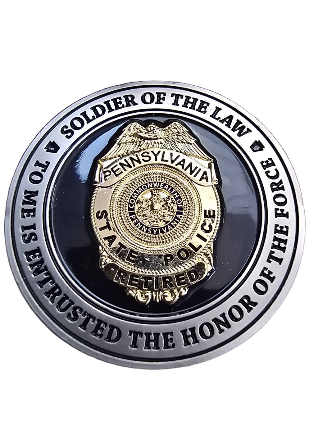 Pennsylvania State Police retired trooper coin — back