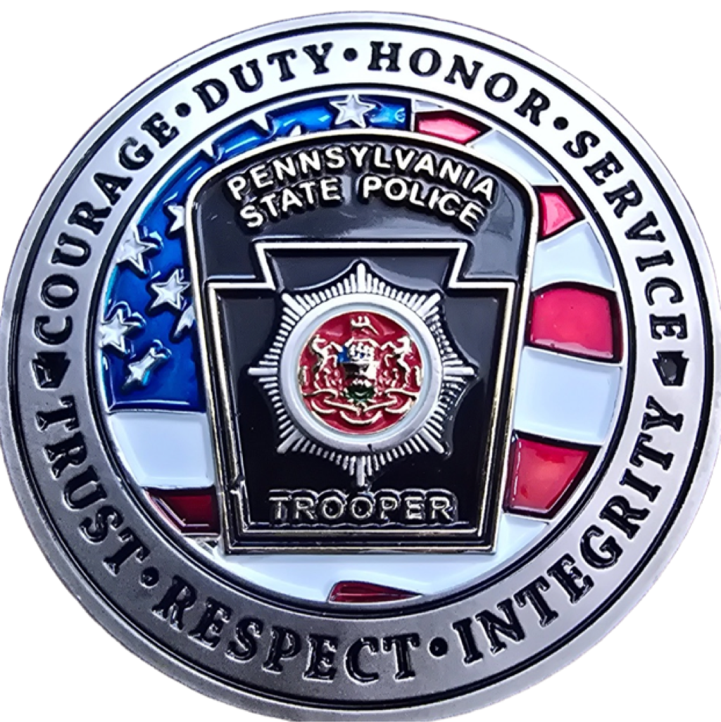 Pennsylvania State Police retired trooper coin — front