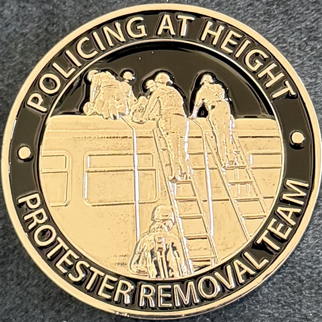 British Transport Police Protest Removal Team Challenge Coin — front