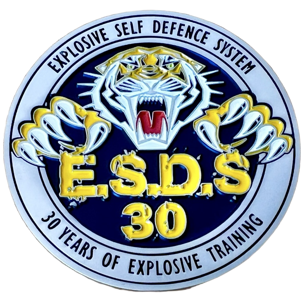 E.S.D.S 30 - Explosive Self Defence System Challenge Coin — front