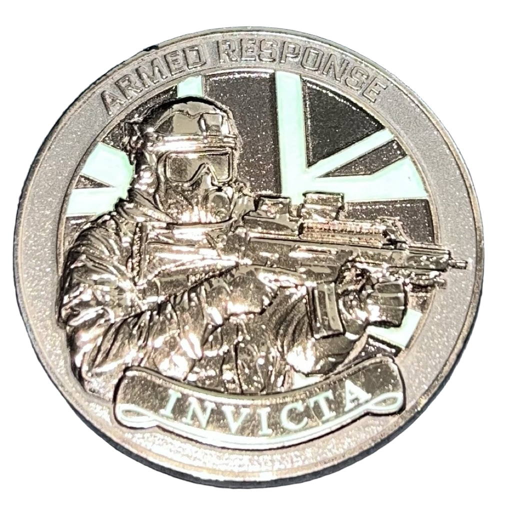 Kent Police Tactical Operations Armed Response ‘Invicta’ Challenge Coin - Blackout Glow — front