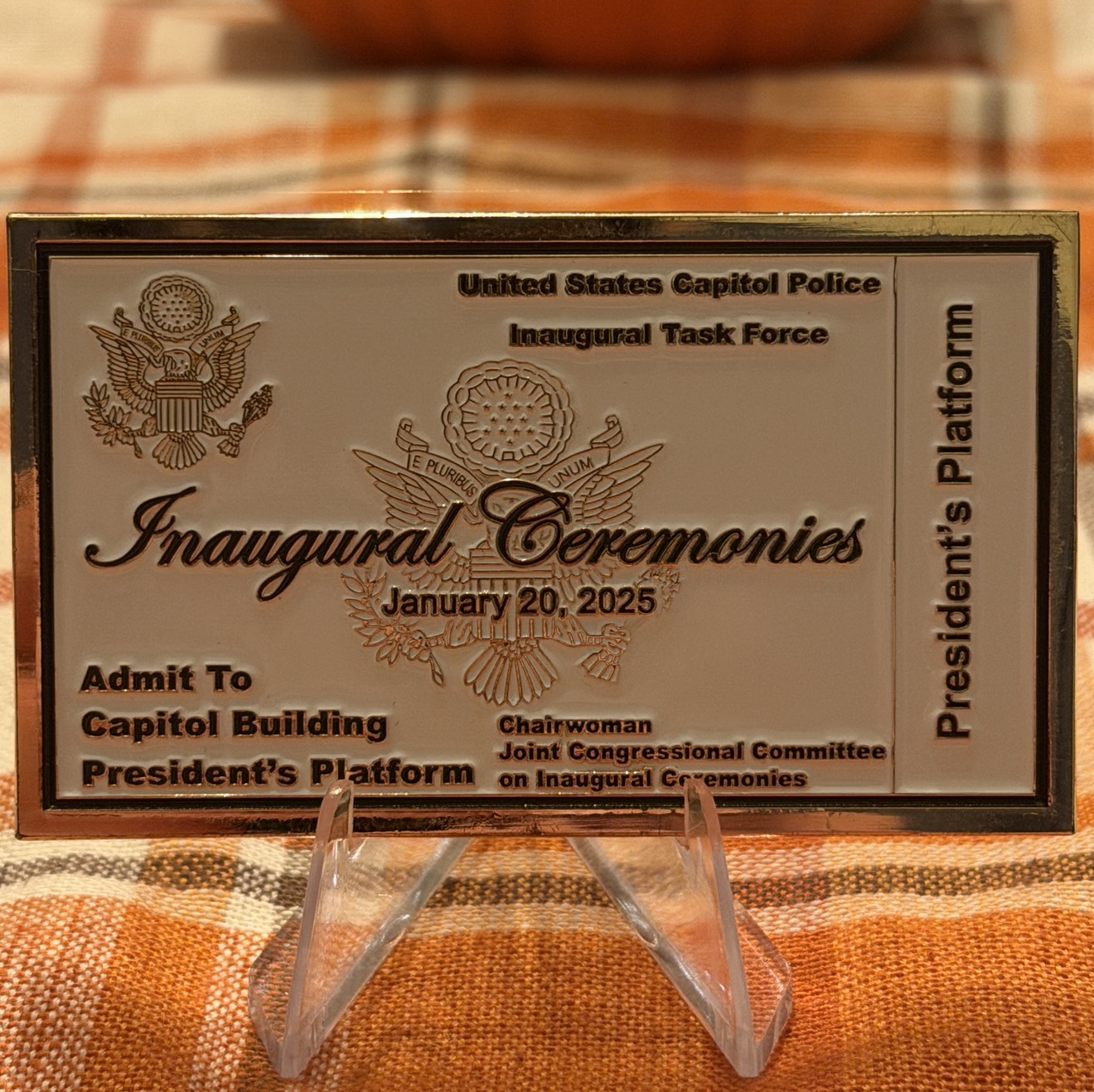 USCP INAUGURAL TASK FORCE 2025 TICKET — back