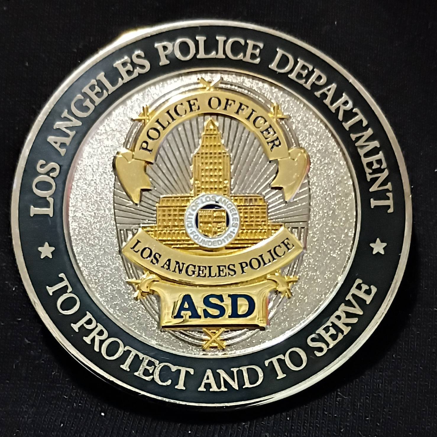 LAPD Air support division challenge coin — back