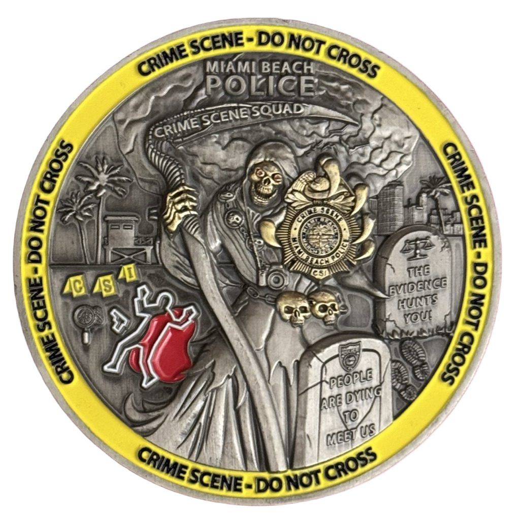 Miami Beach Police Crime Scene Squad Glow in the Dark coin — back