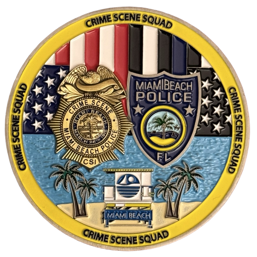 Miami Beach Police Crime Scene Squad Glow in the Dark coin — front