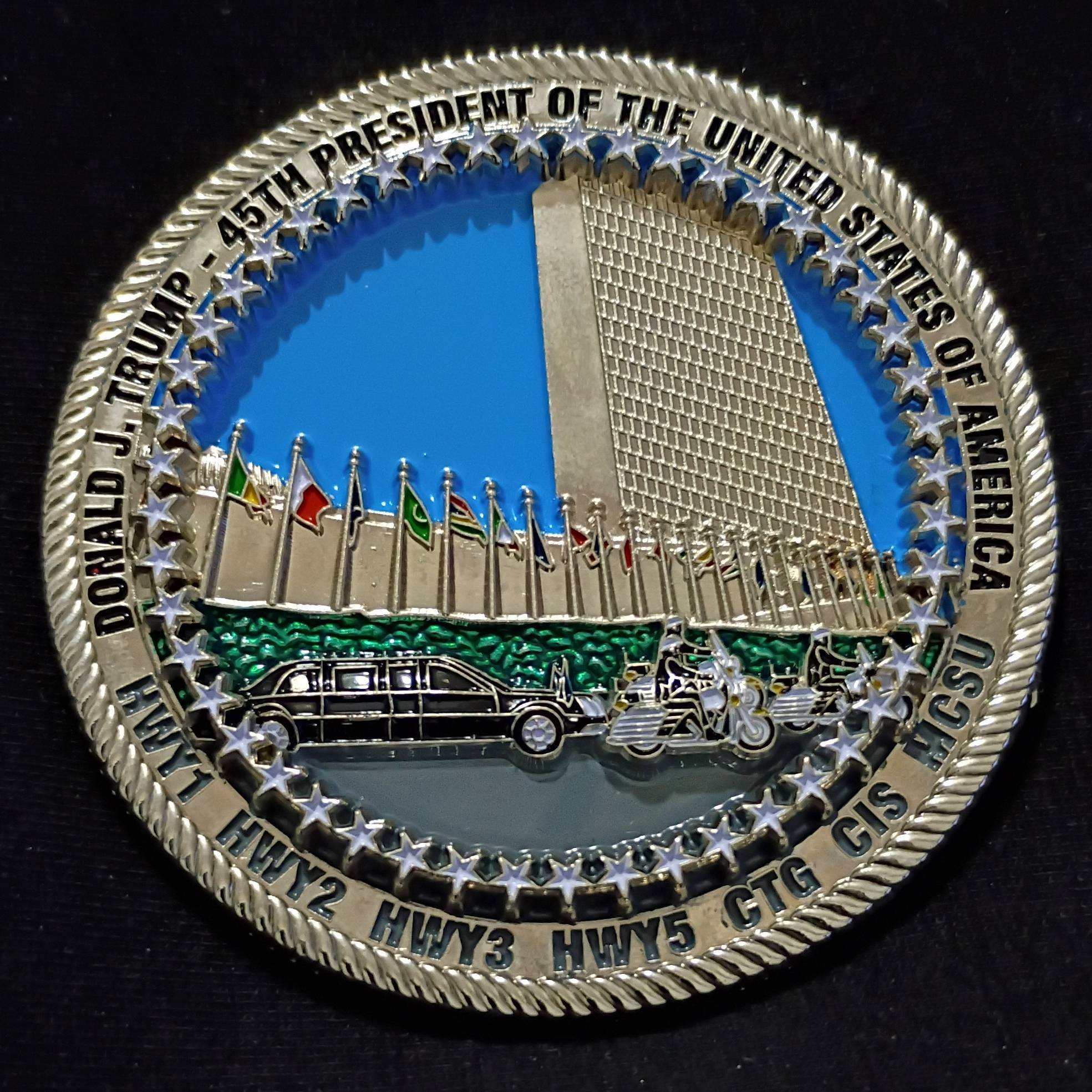 NYPD Highway Patrol Presidential Motorcade Challenge Coin — back