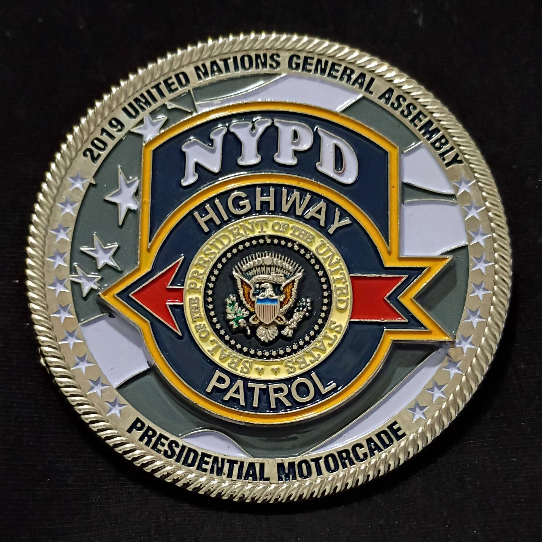 NYPD Highway Patrol Presidential Motorcade Challenge Coin — front