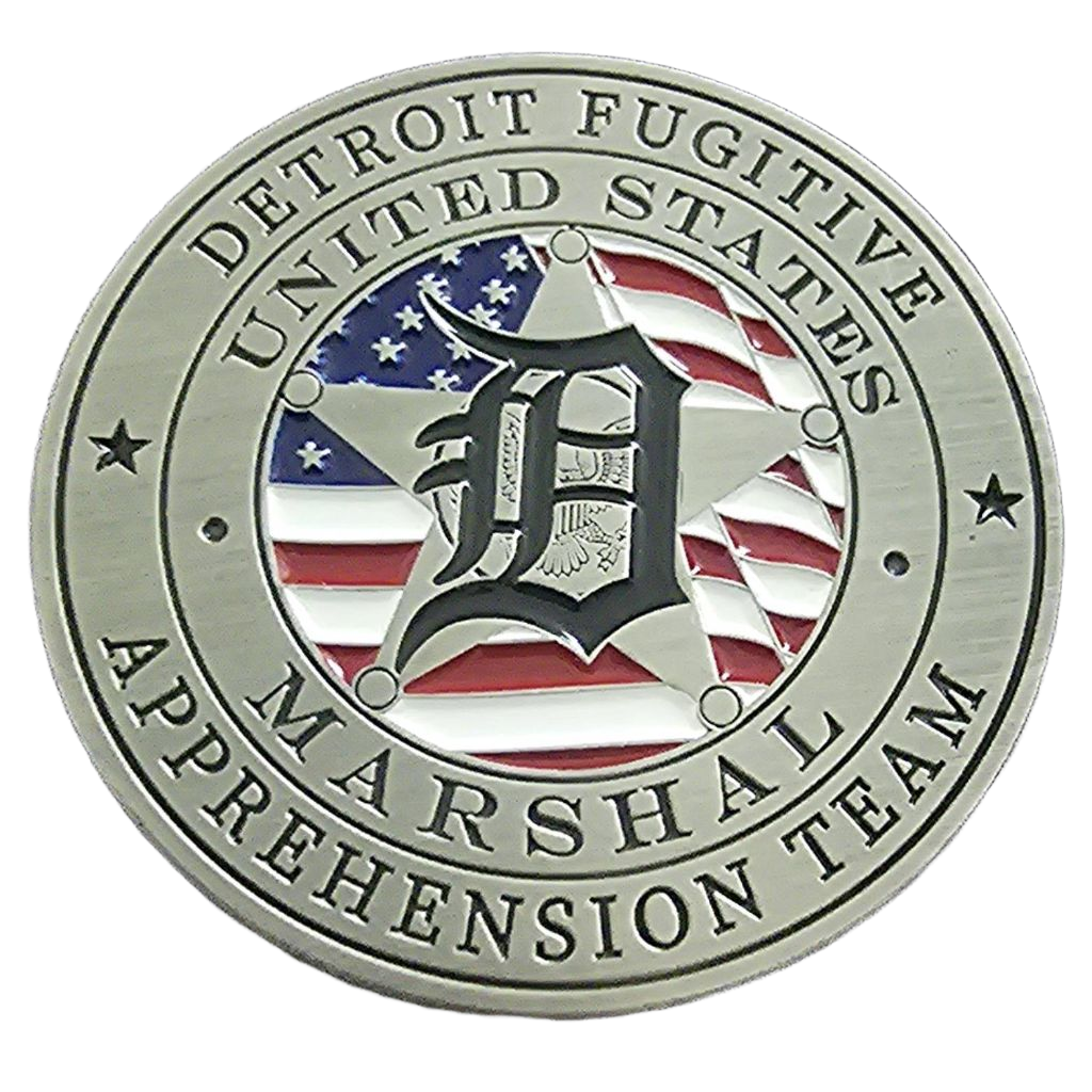 Detroit Fugitive United States Marshal Apprehension Team Challenge Coin — back
